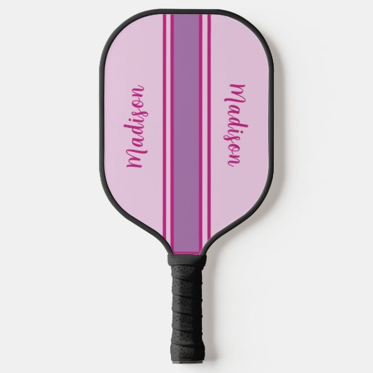 Retro Roze, Paarse & Fuchia Gestreept Pickleball Paddle (Voorkant)