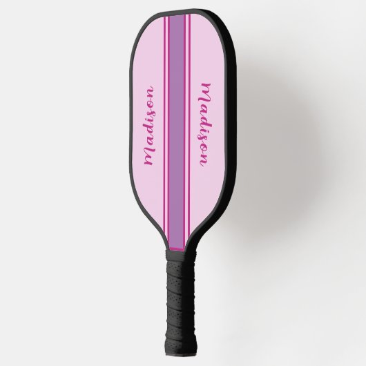 Retro Roze, Paarse & Fuchia Gestreept Pickleball Paddle (Links)