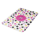 Retro Roze Paarse Monogram Polka Dots Badmat (Gekanteld)