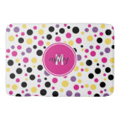 Retro Roze Paarse Monogram Polka Dots Badmat (Voorkant)
