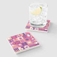 Retro Roze Paarse Wijn Bauhaus Patroon