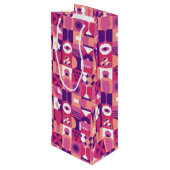 Retro Roze Paarse Wijn Bauhaus Patroon Wijn Cadeautas (Achterkant Gekanteld)
