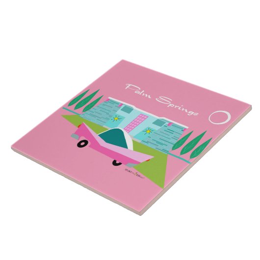 Retro Roze palm Springs-keramische tegels Tegeltje (Zijkant)