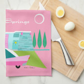 Retro Roze palm Springs Kitchen Towelen Theedoek (Quarter Fold)