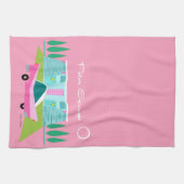 Retro Roze palm Springs Kitchen Towelen Theedoek (Horizontaal)