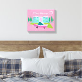 Retro Roze Palm Springs Stretted Canvas Print (Insitu (Slaapkamer))