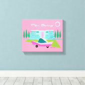 Retro Roze Palm Springs Stretted Canvas Print (Insitu (Houten vloer))