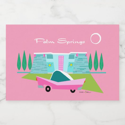 Retro Roze palmbroeken Etiket voor voedsel en dran (Enkel label)