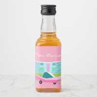 Retro Roze palmbroeken Etiket voor voedsel en dran