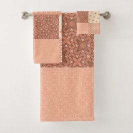 Retro Roze Patchwork Bad Handdoek