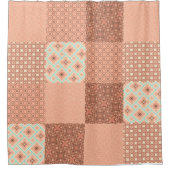 Retro Roze Patchwork Douchegordijn (Voorkant)
