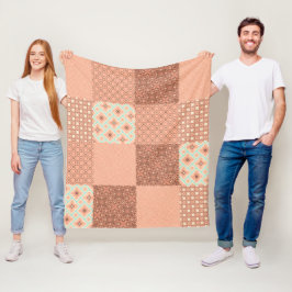 Retro Roze Patchwork Fleece Deken