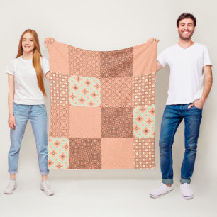 Retro Roze Patchwork Fleece Deken