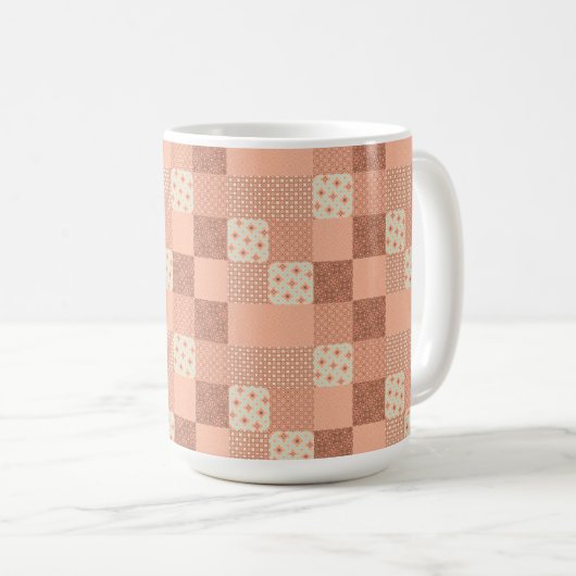 Retro Roze Patchwork Koffiemok (Voorkant rechts)