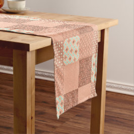 Retro Roze Patchwork Korte Tafelloper