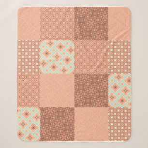 Retro Roze Patchwork Sherpa Deken