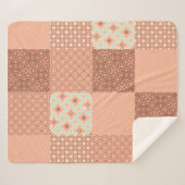 Retro Roze Patchwork Sherpa Deken (Voorkant (horizontaal))