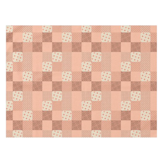 Retro Roze Patchwork Tafelkleed (Voorkant (Horizontaal))