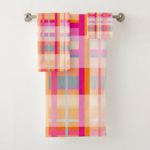 Retro roze patroon in pastels bad handdoek