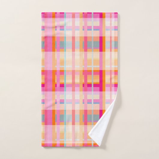 Retro  roze patroon in pastels bad handdoek (Handdoek)