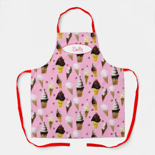 Retro Roze Persoonlijk Schort voor Ijszaak