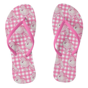 Retro Roze Podle en Gingham Teenslippers