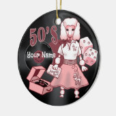 Retro roze poedel Ornament (Links)