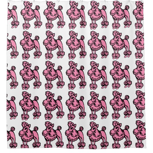 Retro Roze Poedels Badkamer Decor Douchegordijn (Voorkant)