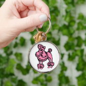 Retro Roze Poodle Sleutelhanger (Hand)