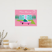 Retro Roze Poster met handpalmen (Keuken)