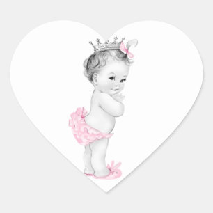 Retro Roze Prinses Baby Shower Stickers