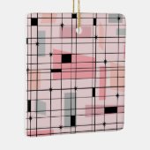 Retro Roze raster en kerstversiering Keramisch Ornament (Rechts)