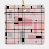 Retro Roze raster en kerstversiering Keramisch Ornament (Voorkant)