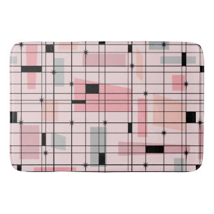 Retro roze raster en Starbursts Bath Mat