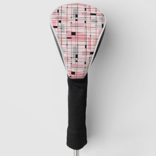 Retro roze raster en Starbursts driver Hoesje Golfheadcover