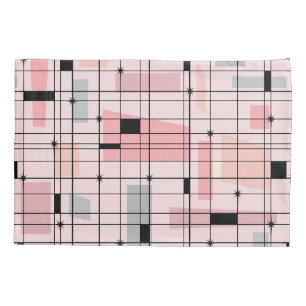 Retro Roze raster en Starbursts Pillowcase Kussensloop