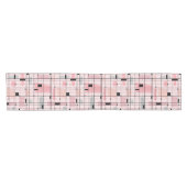 Retro roze raster en Startbursts Table Runner Korte Tafelloper (Horizontaal)