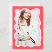 Retro roze rode kromme die golvend afstuderen kron kaart (Achterkant)