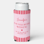 Retro Roze & Rode Strepen Bachelorette Weekend (Seltzer Voorkant)