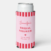 Retro Roze & Rode Strepen Bruidsdouche Custom (Seltzer Voorkant)