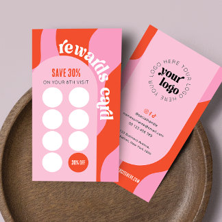 Retro Roze & Rode Unieke Schoonheidssalon Nagelspa Klantenkaartje