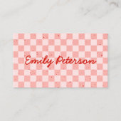 Retro Roze Rood Geruit Visitekaartje (Voorkant)