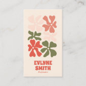 Retro Roze Rood Groen QR Code Groovy Floral Boho Visitekaartje (Voorkant)