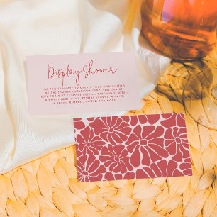 Retro Roze & Rood Groovy Bruidsbrunch Informatiekaartje