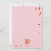 Retro roze rood handgetekend geïllustreerd vrijgez kaart (Achterkant)