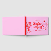 Retro Roze Rood Handschrift Bruiloft Gastenboek (Volledig)