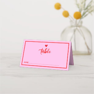 Retro Roze Rood Handschrift Bruiloft Plaats Kaart