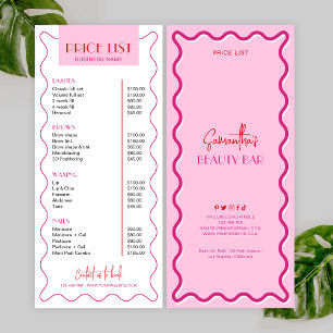 Retro Roze & Rood Make-up Kunstenaar Schoonheid Pr Reclamekaart