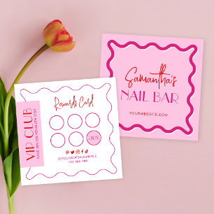 Retro Roze & Rood Moderne Lash Salon Make-up Artie Klantenkaartje