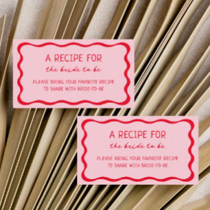 Retro Roze rood Vrijgezellenfeest Deel een recept Informatiekaartje